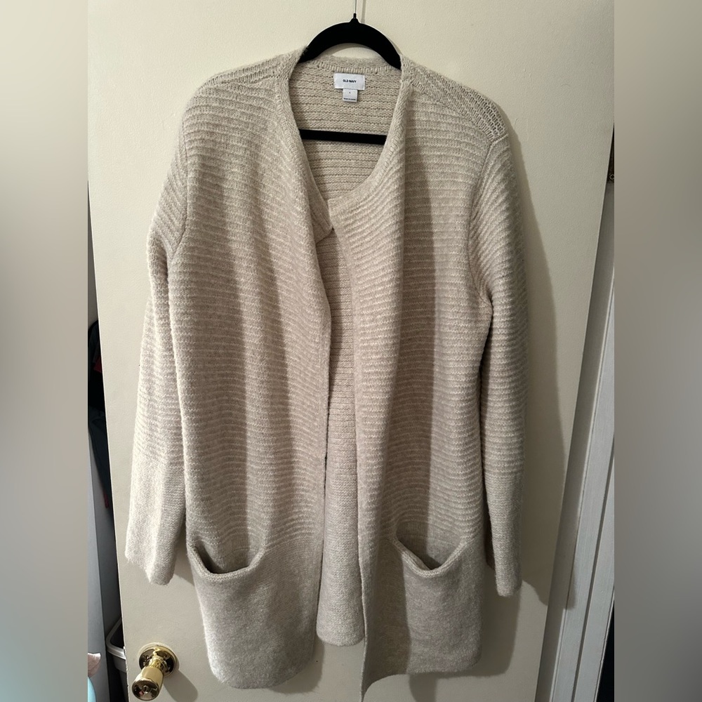 Old Navy Open Front Cardi Coat, Cream, Size L